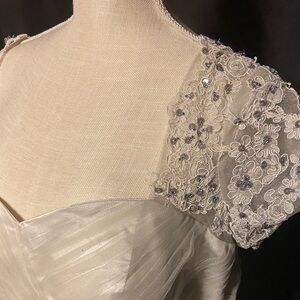 Elegant White and Ivory Dress with Lace Details